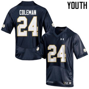 Notre Dame Fighting Irish Youth Nick Coleman #24 Navy Blue Under Armour Authentic Stitched College NCAA Football Jersey IJN7799JL